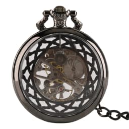 Transparent Open Face Hollow Skeleton Mechanical Pocket Watch Hand Winding Vintage Clock Birthday Gift with Pocket Chain Reloj