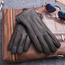 MPPM Winter Gloves Men Genuine Leather Sheepskin for Adult Warm Winter Deerskin Gloves Christmas Gift Men's Sheepskin Gloves