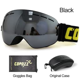 COPOZZ Ski Goggles with Box Case Ski Mask UV400 Anti-fog Snow Goggles Big Spherical Skiing Snowboarding for Women Men