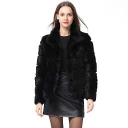 QUEENTINA  Rabbit Fur Coat Collar Whole Full Pelt Fashion Luxury Waistcoat Natural Imitation Coats New Women's Winter Jacket