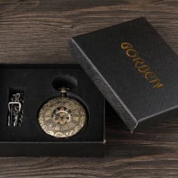 Double Sided Mechanical Pocket Watch Men Hollow Steampunk Skeleton Hand Wind Vintage Pocket & Fob Watch Male Clock Waist Chain