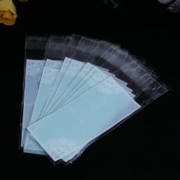 100pcs/lot Size 5*10+3cm Plastic Cookie Packaging Cupcake Wrapper Bags opp Self Adhesive gift bag For DIY candy Lipstick packag