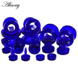1pair/ lot Acrylic Ear Flesh Tunnels Double Flared Hollow Screw Fit Ear Stretcher Plugs Gauges Body Piercing Jewelry Black