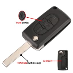 jingyuqin 2/3 Button Flip Fob Car key Case Shell for Peugeot 207 307 308 407 607 807 Partner Citroen C2 C3 C4 C5 C6 Xsara