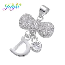 Juya DIY Jewelry Components Cz Paved Glitters Locket Heart Key Charm Pendant Accessories For Women Fashion Jewelry Making