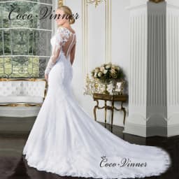 Customized V-neck Long Sleeve Mermaid Wedding Dresses 2026 New Illusion Back Lace Appliques Elegant Bride Dress For Women W0058