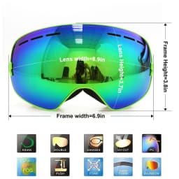 COPOZZ Ski Goggles with Box Case Ski Mask UV400 Anti-fog Snow Goggles Big Spherical Skiing Snowboarding for Women Men