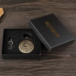 Double Sided Mechanical Pocket Watch Men Hollow Steampunk Skeleton Hand Wind Vintage Pocket & Fob Watch Male Clock Waist Chain