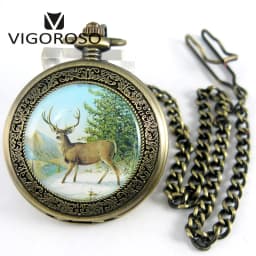 Luxury Two Sub-dials Mechanical Pocket Watch Hand Winding Bronze Alloy Skeleton Back FOB Chain Vintage Retro Roman Numeral Clock
