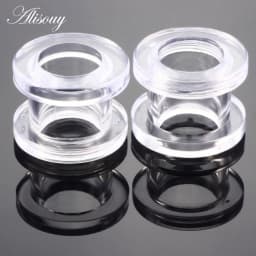 1pair/ lot Acrylic Ear Flesh Tunnels Double Flared Hollow Screw Fit Ear Stretcher Plugs Gauges Body Piercing Jewelry Black