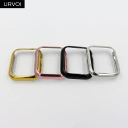 URVOI case for Apple Watch series 4 5 6 7 8 9 electroplating shiny Plastic bumper hard frame cover for iWatch Ultra-thin case