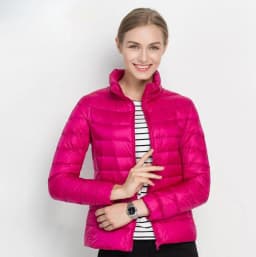 Women White Duck Down Jacket Winter Fall Female Ultra Light Down Jackets Slim Solid Long Sleeve Parkas Candy Color Zip Coat