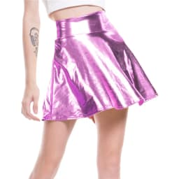 PU Shiny Metallic Color Sexy Bodycon Mini Skirts Women High Waist A-line Flare Skirt New Fashion Summer Streetwear Short Skirts