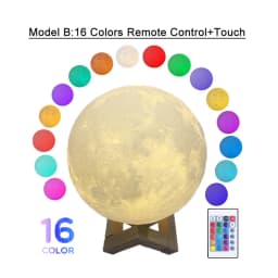3D Print Moon Lamp Colorful Change USB Rechargeable Moon Light Touch Switch LED Night Light Bedroom Decoration Birthday Gift