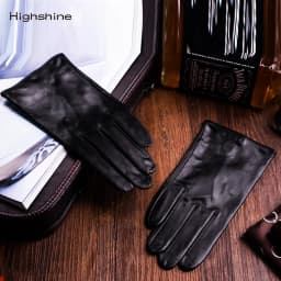 Men Soft Sheepskin Leather Gloves Touch Screen Winter Business Driving Knit Lining Warm
