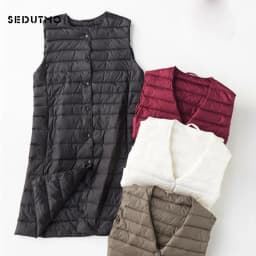 SEDUTMO Spring Womens Down Jackets Vest Long Ultra Light Waistcoat Winter Puffer Jacket Slim Parkas ED757