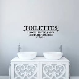 French Humor "Toilettes Usage limite a 5 mn ..." Vinyl Wall Sticker Washroom WC Wall Decals Wall Art For Home Toilet Decoration