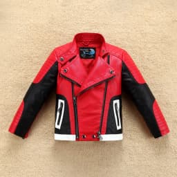 Handsome Cool Design Boys Leather Motor Jacket For Autumn Spring Kids Warm Coat Bomber Baby Toddler Winter Clothes