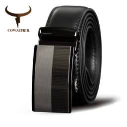 COWATHER Men Belts Cow Genuine Leather Belt Automatic Buckle Male Strap Cowhide Alloy Buckle Fashion Male Cowskin Waistband