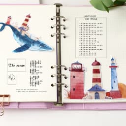 12pcs Creative Cute Kawaii Self-made Whale And Lighthouse Scrapbooking Diary /decorative Stickers/DIY Craft Photo Albums