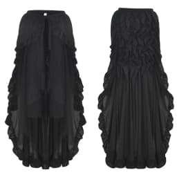 Women's Steampunk Victorian Skirt Lace Up 2 Layer Ruffles Tulle Asymmetrica Skirt Medieval Renaissance Corset Skirts Plus Size
