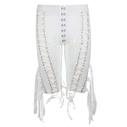 Cardi B Outfit Lace Up Blazer Backless 2 Piece Pants Set Tassel Eyelet Embellished Buckle V Neck Outwear Sexy Mesh Pants