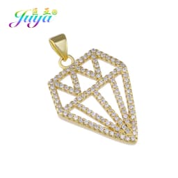 Juya DIY Jewelry Components Cz Paved Glitters Locket Heart Key Charm Pendant Accessories For Women Fashion Jewelry Making