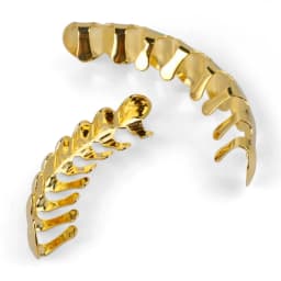 TOPGRILLZ New Fit Gold Silver Color D-Cut Top & Bottom Teeth Grillz With Silicone Hip Hop Rock Jewelry Christmas Gift