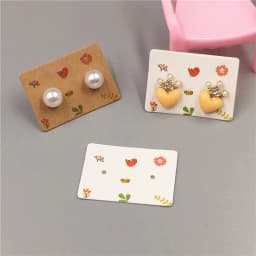 50pcs/lot 3.5x2.5cm Multi color Paper Cute Stud Earring Hang Tag Card Jewelry Display Packing Card Custom Logo Cost Extra