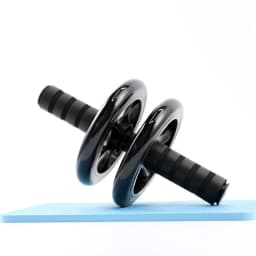 No Noise Gym Abdominal Wheel Ab Rollers with Mat for Exercise Fitness Equipment Accessory Unisex Black Double Wheeled Belly