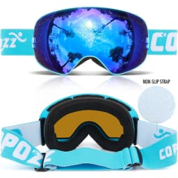 COPOZZ Ski Goggles with Box Case Ski Mask UV400 Anti-fog Snow Goggles Big Spherical Skiing Snowboarding for Women Men
