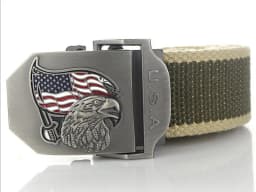 SupSindy Men Canvas Belt USA Eagle Metal Buckle Army Military Tactical Belts for Men Jeans Outdoor Training Soldier Strap Male