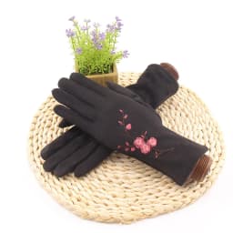 Winter Female Single Layer Warm Cashmere Full Finger Button Cycling Mittens Women Suede Leather Touch Screen Driving Gloves J23