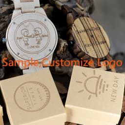 Your Logo is Welcome Logo Custom Engrave on Bamboo Wooden Watches Wood Box Logo Laser Engrave Fee OEM/ODM