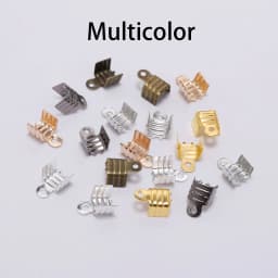 200Pcs 3 4 5 8mm Gold Cord End Tip Fold Over Three-wire Clasp Crimp Bead Connector For DIY Jewelry Making Finding Buckle Supply