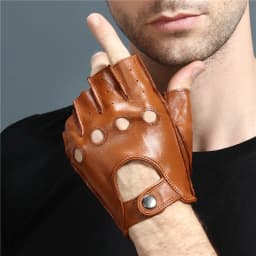 High Quality Man's Half Finger Gloves Breathable Non-Slip Fitness Leather Fingerless Gloves Black Camel Driving Gloves Male NAN7