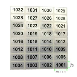 1000 Silver Consecutive Number Inventory Stickers 001 to 10000 For Choice Waterproof 20mm x 10mm