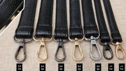 Bag Handle belt Black PU Lady handbag accessories With Snap hook/Dog hook 2.5cm 2cm 1.2cm width
