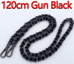DIY 40cm-140cm Black PU Leather Purse Handles 11mm Replacement Metal Gold, Silver, Bronze, Gun Black Chains Shoulder Bag Straps