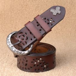 Women Belt Genuine Leather Bow Luxury Strap Female Hollow Out Rivet Belts For Women Pin Buckle Good Quality Cintos Masculinos