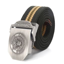 SupSindy Men Canvas Belt US Army Eagle Metal Buckle Military Tactical Belts for Men Jeans Waistband Soldier Male Strap Black