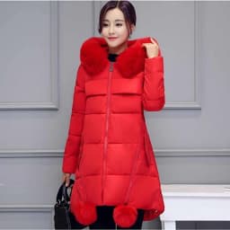 Autumn Winter New Women's Parka Thick Down Cotton Jacket Fur Collar Hooded A-line Type Long Cotton Padded Coat Female G388