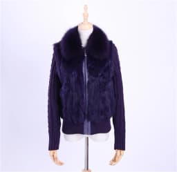 Women's Genuine Real Rabbit Fur Fox Fur Collar Knitting Sleeve Women's Winter Coat Fur Jacket Casual Short Outwear Slim