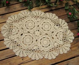 Vintage Crocheted Doilies Oval Table Mat Shabby Chic Crochet Placemet Handmade Wedding Event Decor 30x45cm