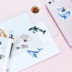 45 Pcs Whale Label Stickers Pack Decorative Stationery DIY Stick-On Tags for Scrapbooking Journaling And Album Making