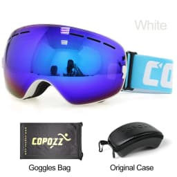 COPOZZ Ski Goggles with Box Case Ski Mask UV400 Anti-fog Snow Goggles Big Spherical Skiing Snowboarding for Women Men