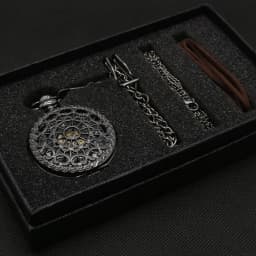 Hollow Skeleton Spider Web Mechanical Necklace Black Pocket Watch Chain Necklace Set Gift Men's Women's Souvenir Christmas Gifts