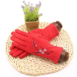 Winter Female Single Layer Warm Cashmere Full Finger Button Cycling Mittens Women Suede Leather Touch Screen Driving Gloves J23