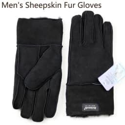 Winter Warm Sheepskin Fur Gloves Men's Thickened Windproof and Cold-Proof Outdoor Riding Sheep Leather Wool Finger Gloves