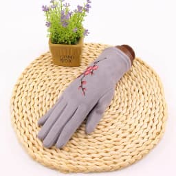 Winter Female Single Layer Warm Cashmere Full Finger Button Cycling Mittens Women Suede Leather Touch Screen Driving Gloves J23